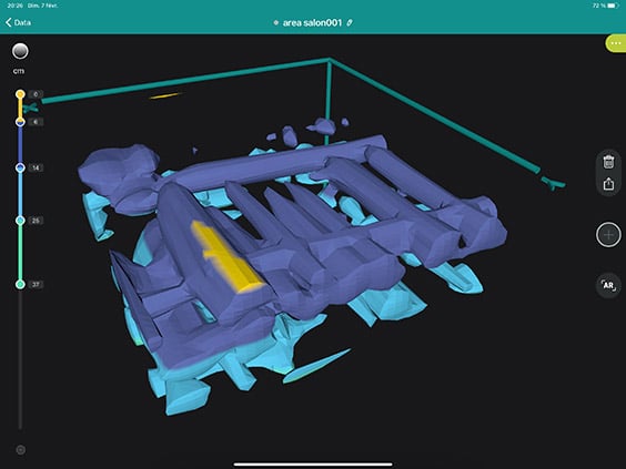 Image radar 3D de l'armature d'une dalle